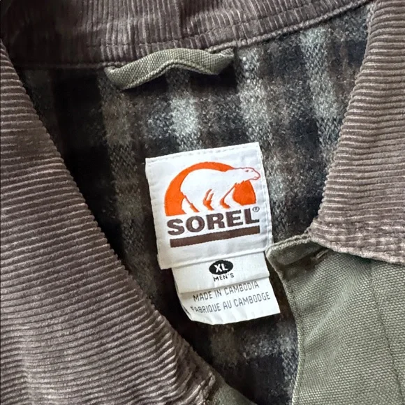 Sorel Duck barn Chore Jacket olive green canvas Pockets EUC size XL - Picture 9 of 13